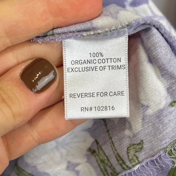 GARNET HILL Asian Wrap Organic Cotton Pajamas Set Long Sleeve Top Pants Purple S - Picture 6 of 12